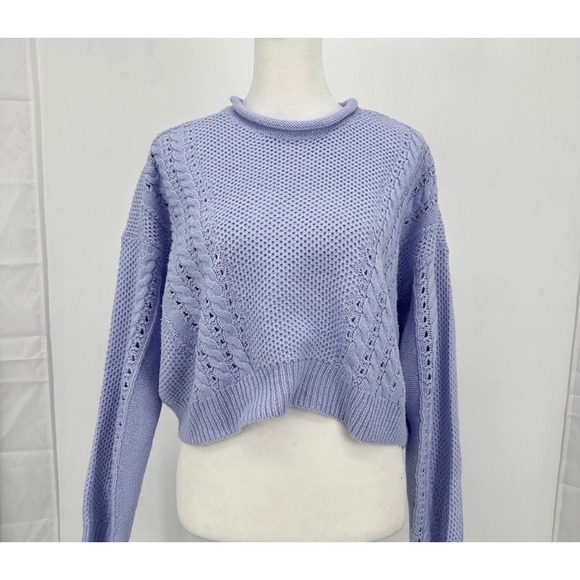 Charlotte Russe Sweaters - Charlotte Russe Lavender Cable Knit Cropped Sweater Womens Medium Purple ST